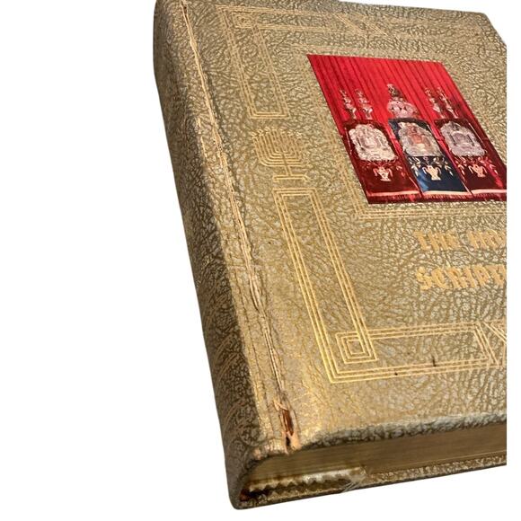 Vtg Holy Bible Torah Jewish Family 1957 Leonard S. Davidow MCM Gold Illustrated - Picture 13 of 16